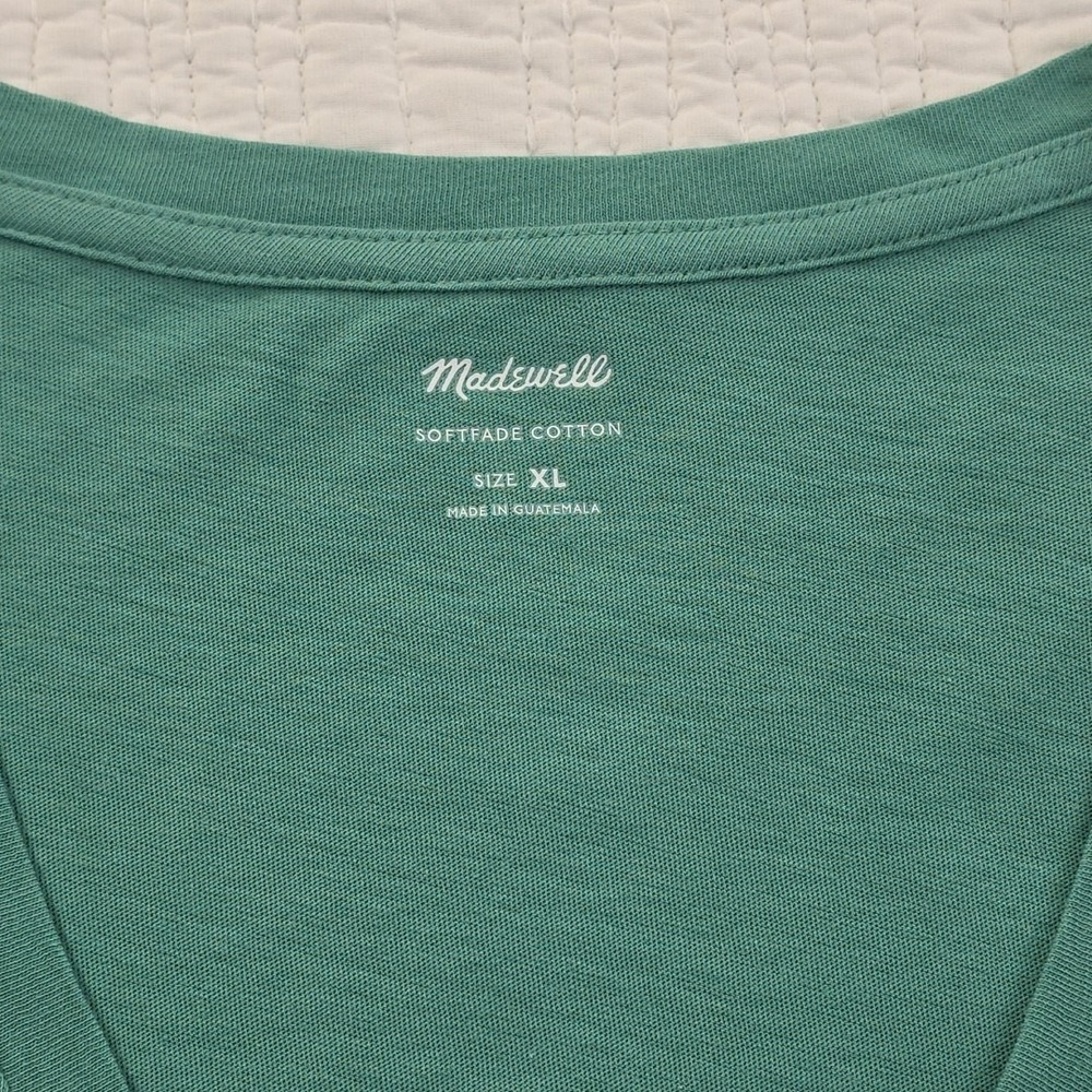 Madewell T-Shirt Womens XL Green V-Neck Pocket Tee Short Sleeve Softfade NEW NWT - Picture 6 of 15